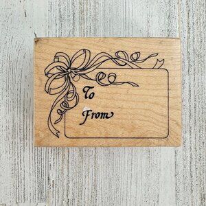 PSX Designs To From Christmas Gift Tag F395 Wood Mounted Rubber Stamp